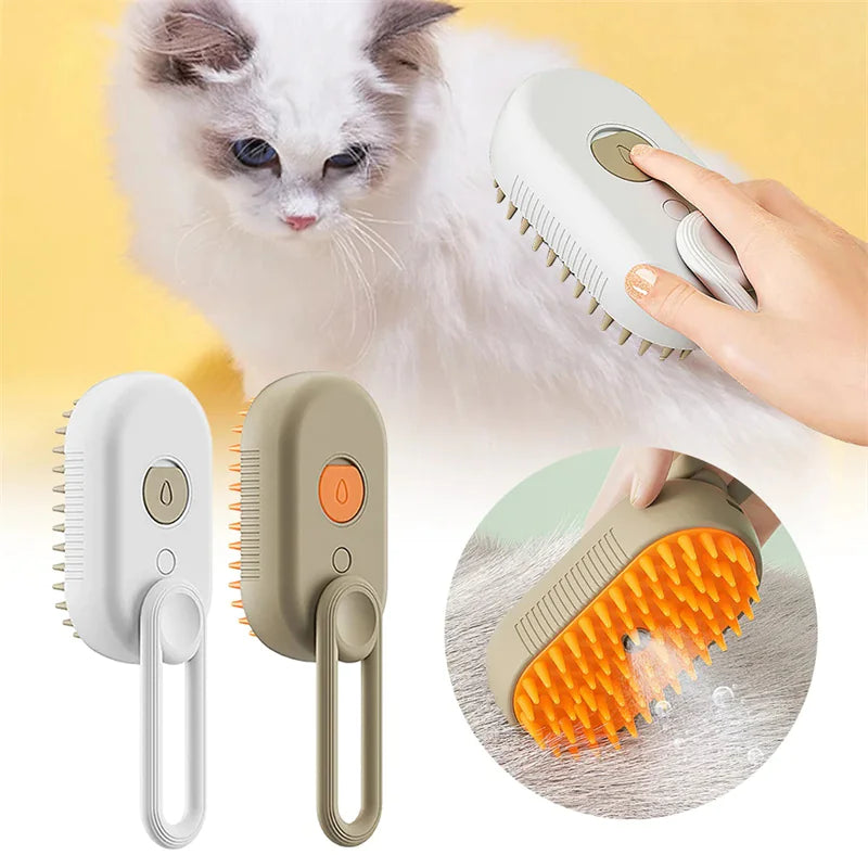 3-in-1 Steam & Spray Pet Grooming Brush