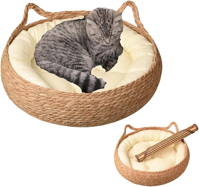 Rattan Woven Beds for Indoor Cats and Small Dogs