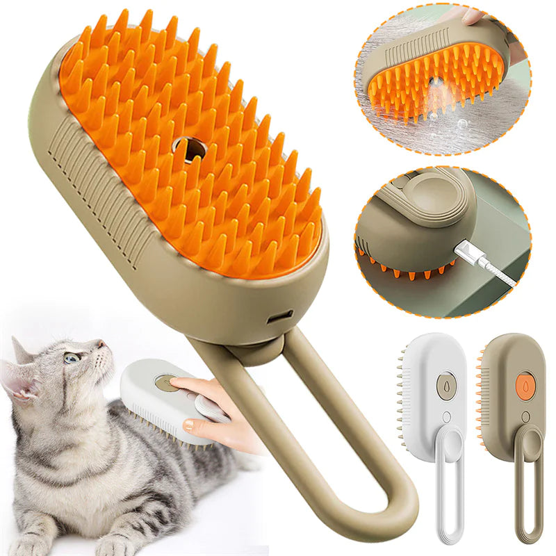 3-in-1 Steam & Spray Pet Grooming Brush
