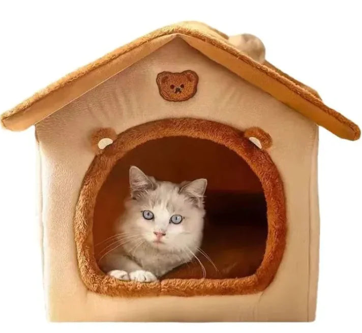 Nest House Plush Winter Bed for Cats & Small Dogs