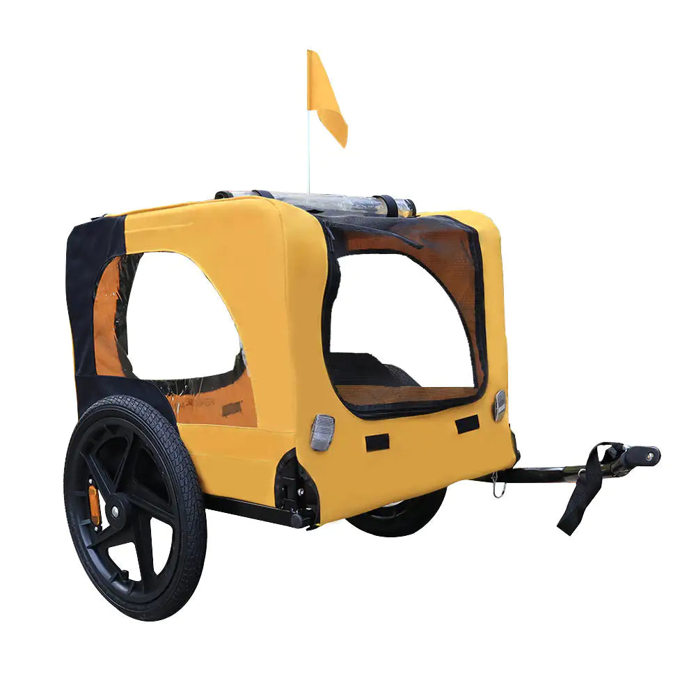 Yellow Outdoor Heavy Duty Foldable Pet Stroller & Bicycle Trailer