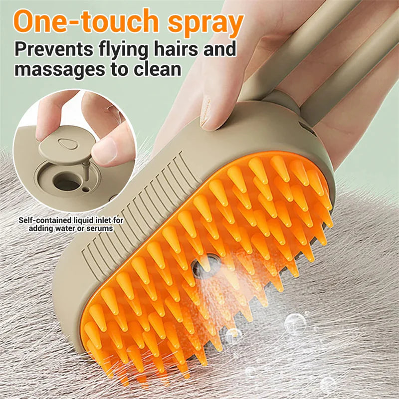 3-in-1 Steam & Spray Pet Grooming Brush