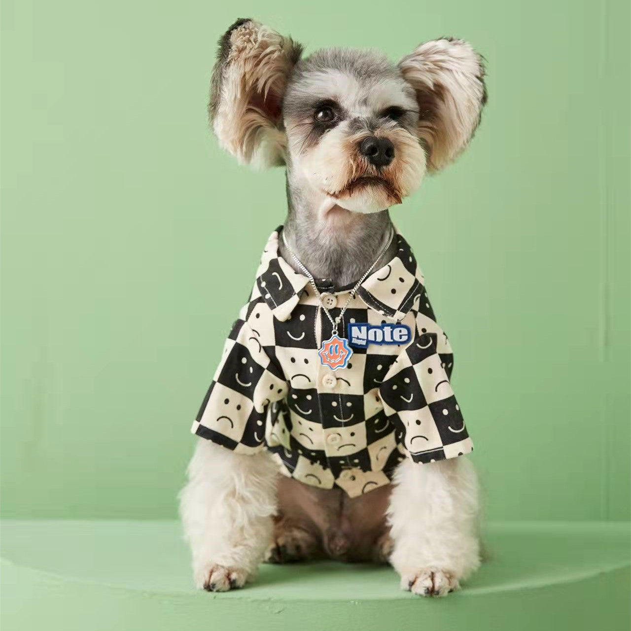 Smile Face Print Plaid Shirt