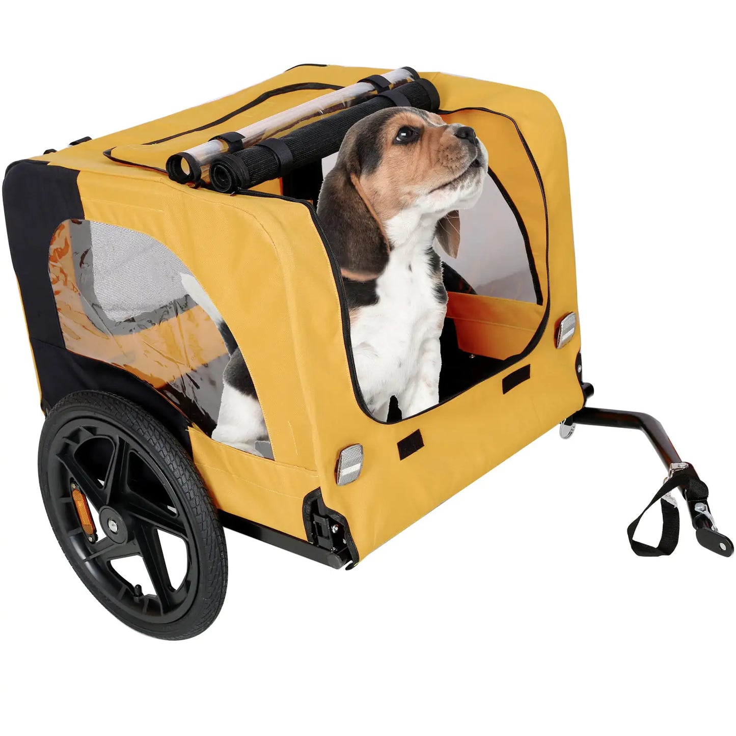 Yellow Outdoor Heavy Duty Foldable Pet Stroller & Bicycle Trailer