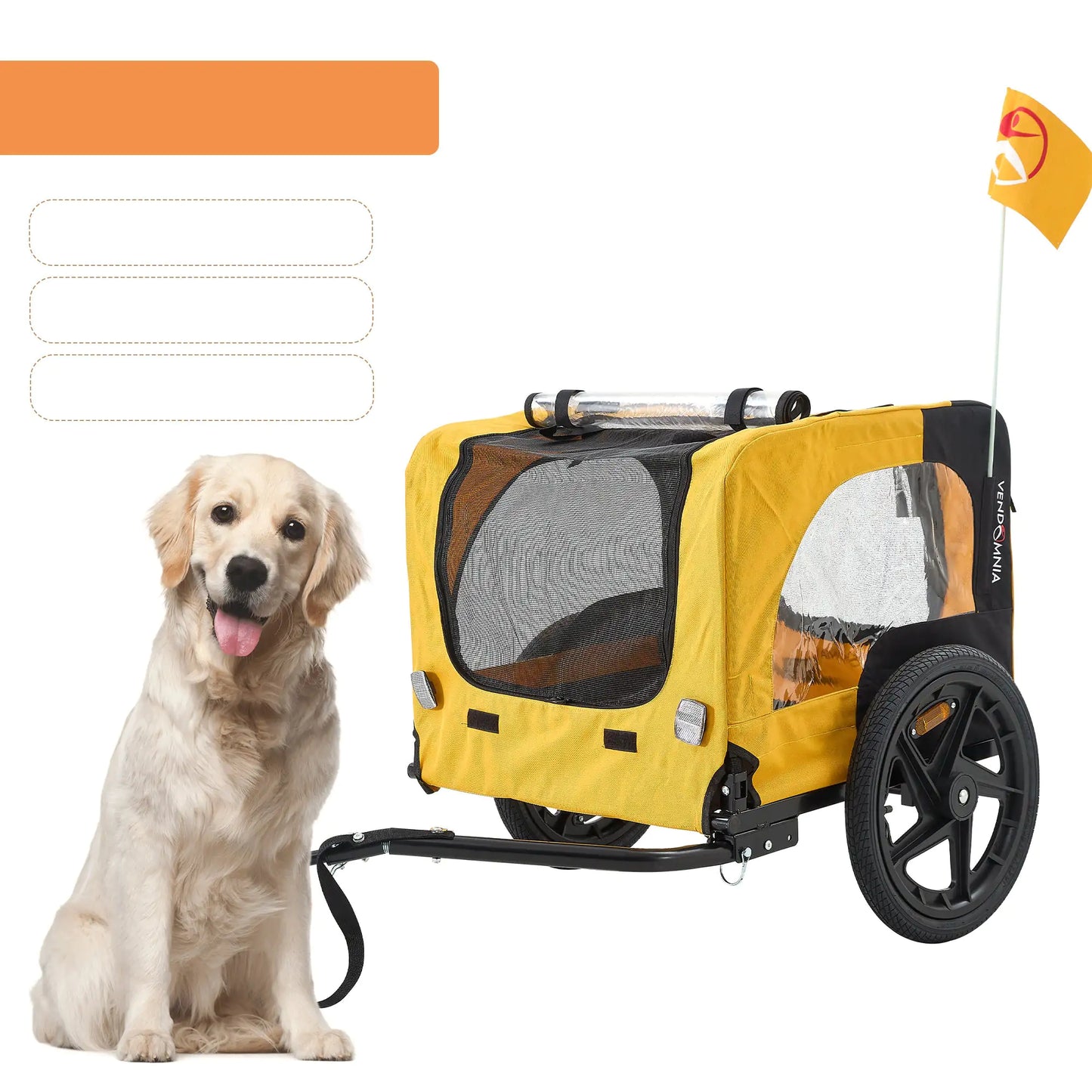 Yellow Outdoor Heavy Duty Foldable Pet Stroller & Bicycle Trailer