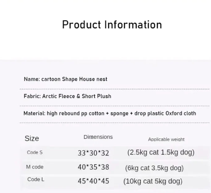 Nest House Plush Winter Bed for Cats & Small Dogs