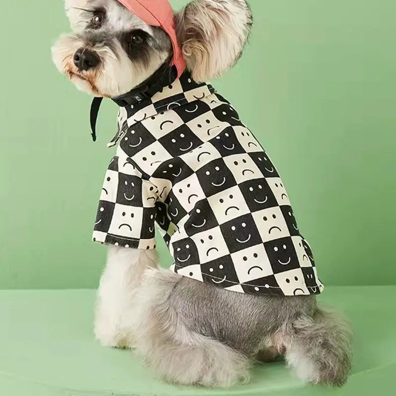 Smile Face Print Plaid Shirt
