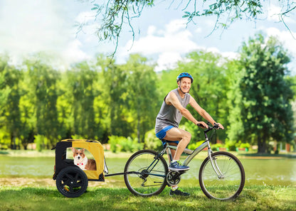 Yellow Outdoor Heavy Duty Foldable Pet Stroller & Bicycle Trailer