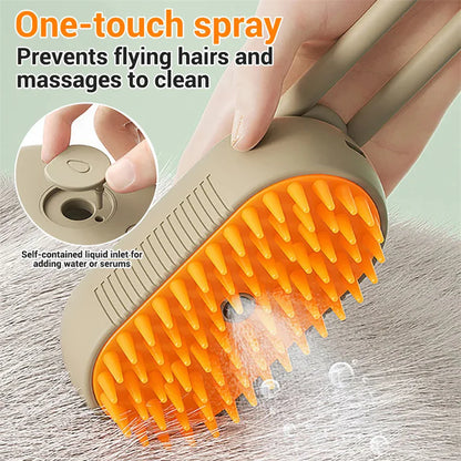 3-in-1 Steam & Spray Pet Grooming Brush