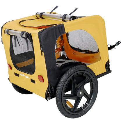 Yellow Outdoor Heavy Duty Foldable Pet Stroller & Bicycle Trailer